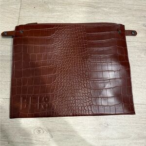 BEIS Brown Crocodile-Embossed Travel Bag
